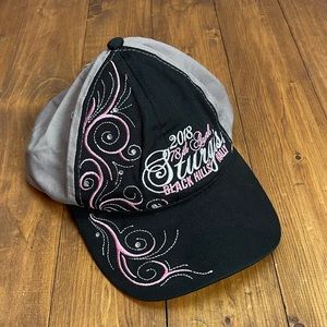NWT Sturgis 2018 Black Hills Rally baseball cap black pink and grey